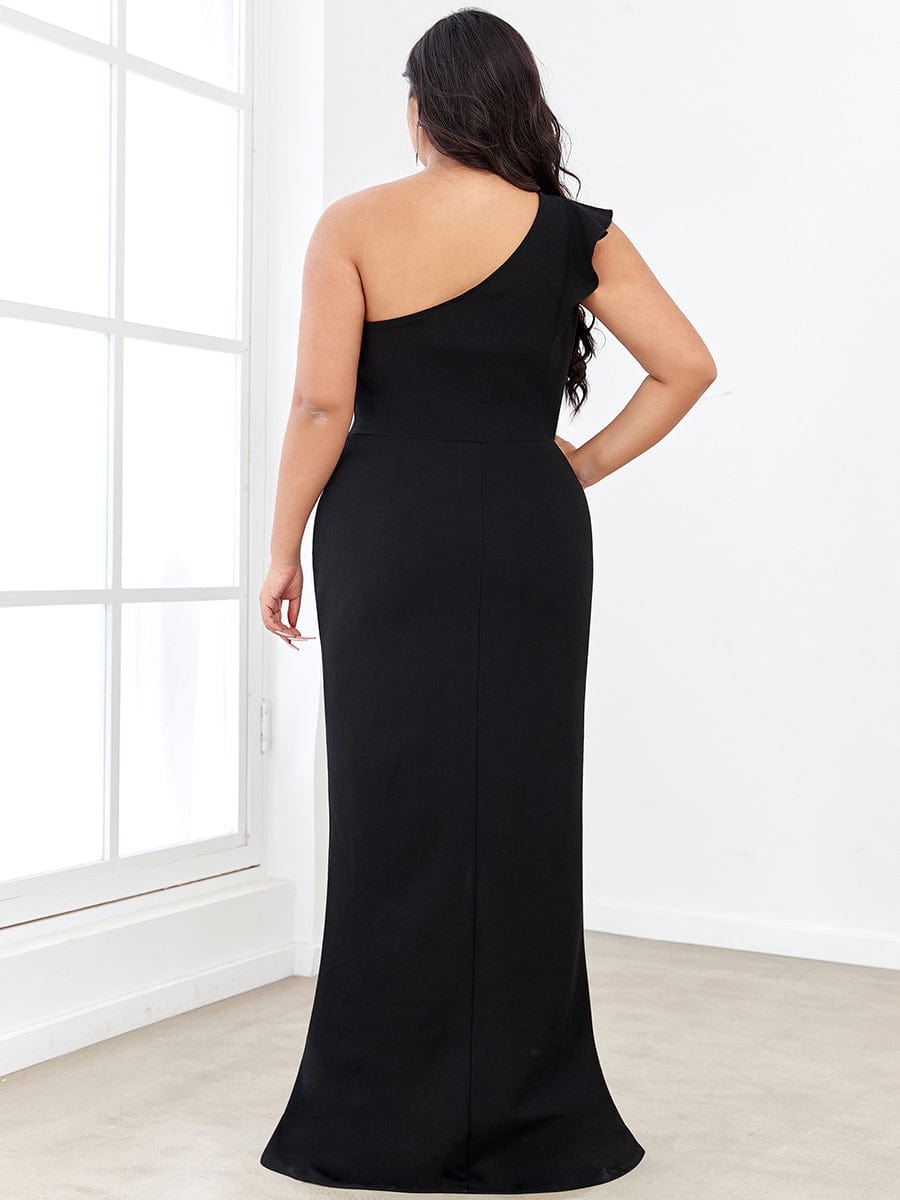 Elegant Plus Size Asymmetrical Shoulder Pencil Cocktail Gowns