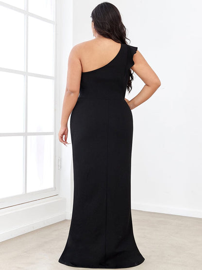 Elegant Plus Size Asymmetrical Shoulder Pencil Cocktail Gowns