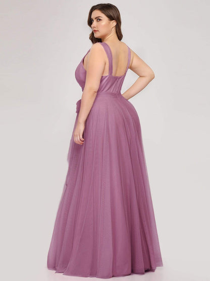 Elegant Plus Size Blush Tulle Bridesmaid Gown