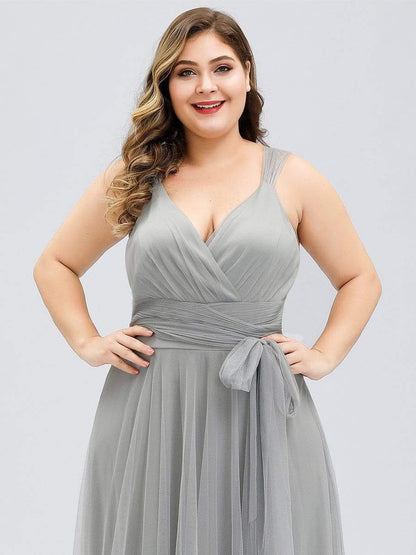Elegant Plus Size Blush Tulle Bridesmaid Gown