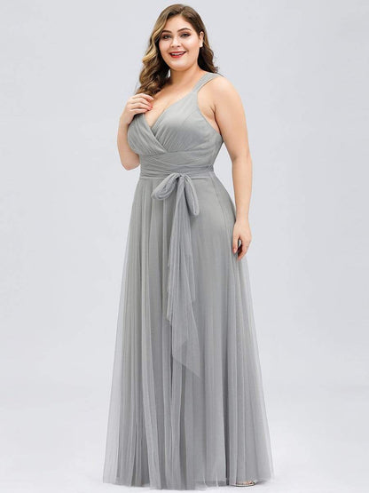 Elegant Plus Size Blush Tulle Bridesmaid Gown