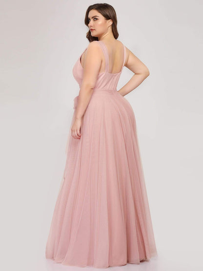 Elegant Plus Size Blush Tulle Bridesmaid Gown