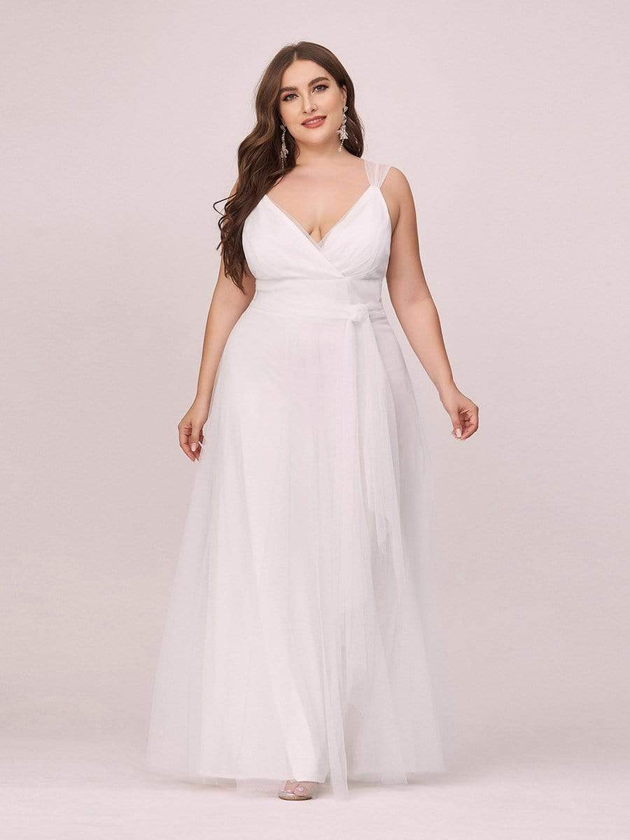 Elegant Plus Size Blush Tulle Bridesmaid Gown