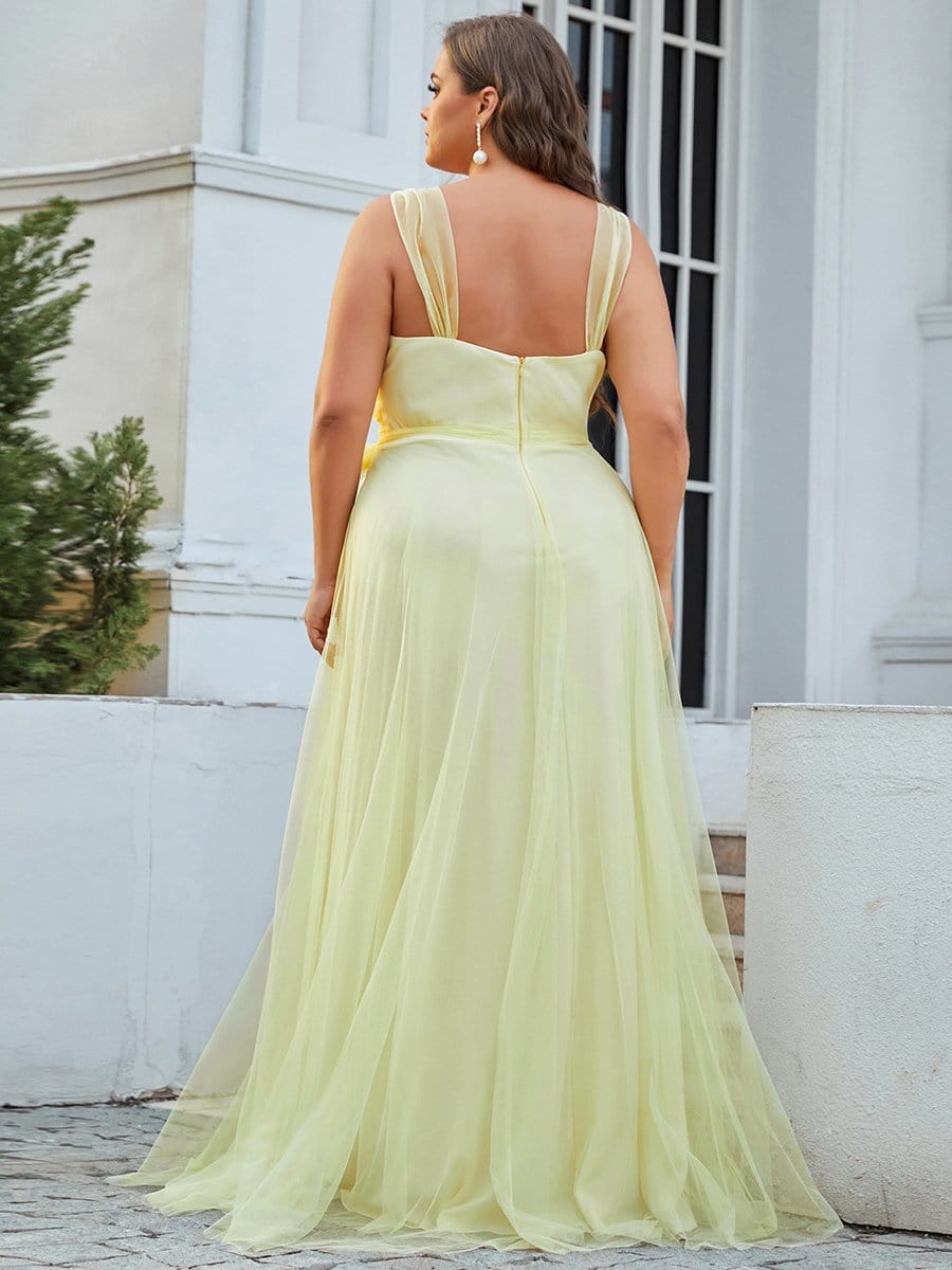 Elegant Plus Size Blush Tulle Bridesmaid Gown