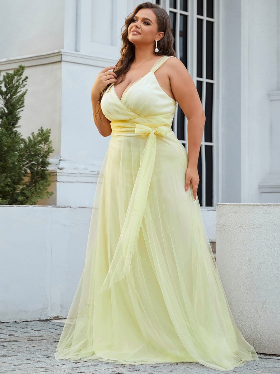 Elegant Plus Size Blush Tulle Bridesmaid Gown