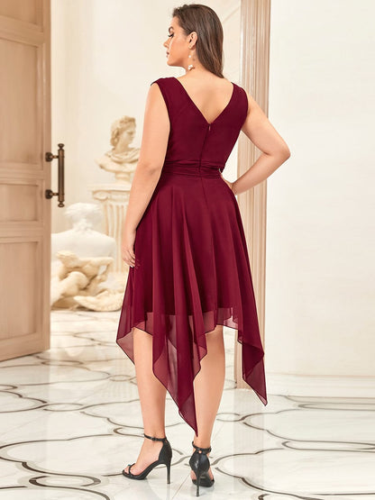 Elegant Plus Size Chiffon Bridesmaid Dress with Asymmetrical Hem