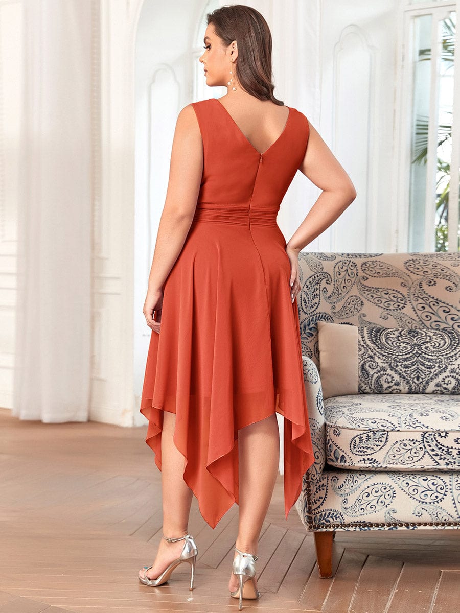 Elegant Plus Size Chiffon Bridesmaid Dress with Asymmetrical Hem
