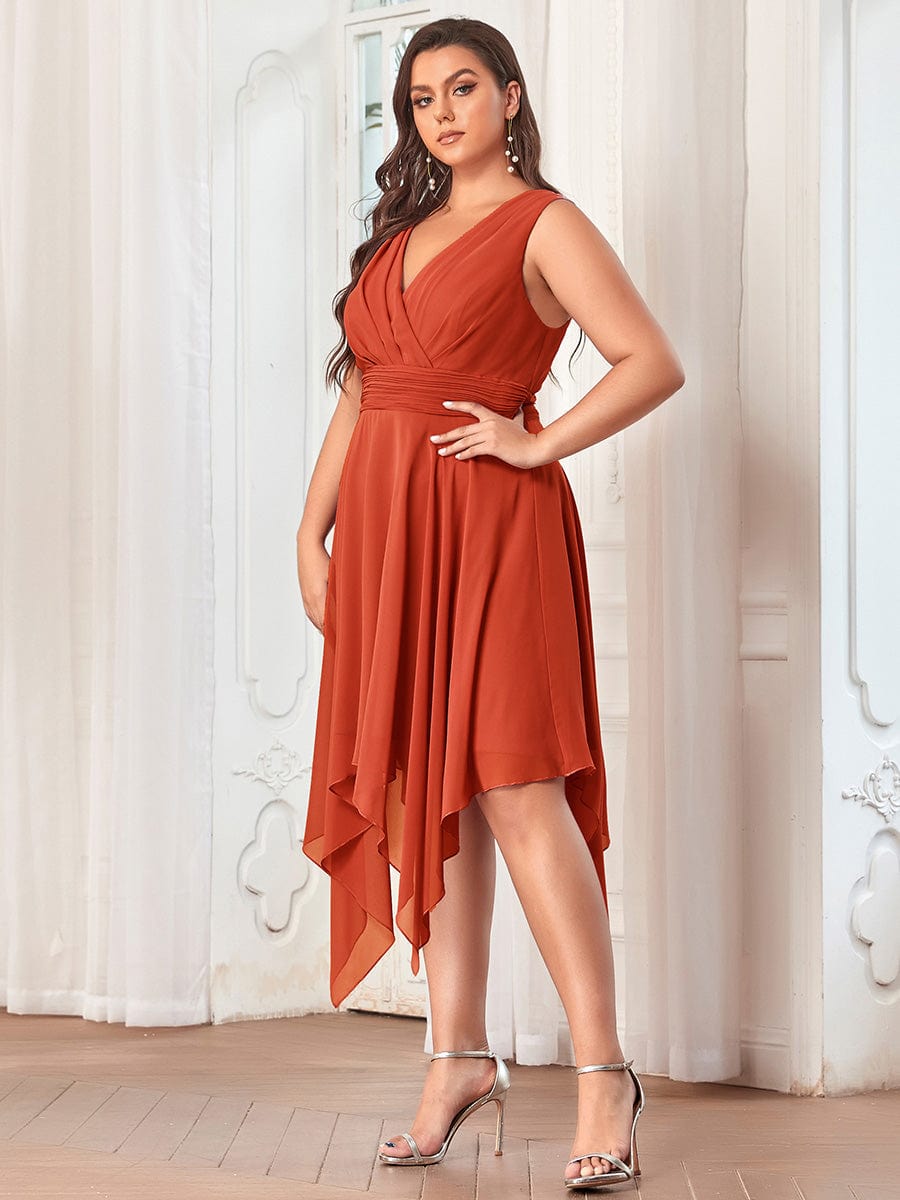 Elegant Plus Size Chiffon Bridesmaid Dress with Asymmetrical Hem