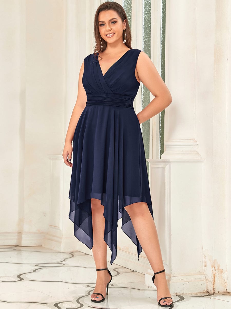 Elegant Plus Size Chiffon Bridesmaid Dress with Asymmetrical Hem