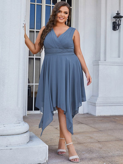Elegant Plus Size Chiffon Bridesmaid Dress with Asymmetrical Hem