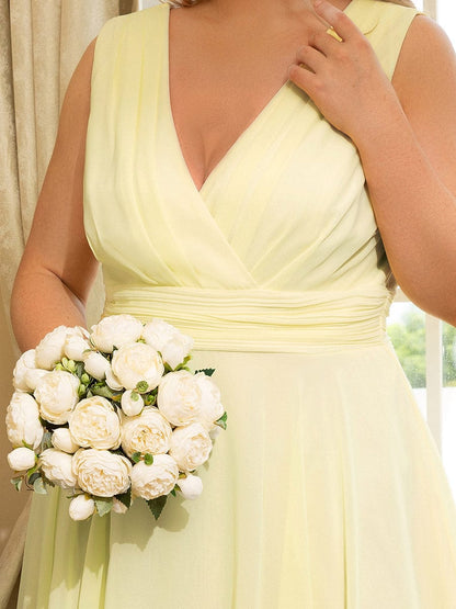 Elegant Plus Size Chiffon Bridesmaid Dress with Asymmetrical Hem