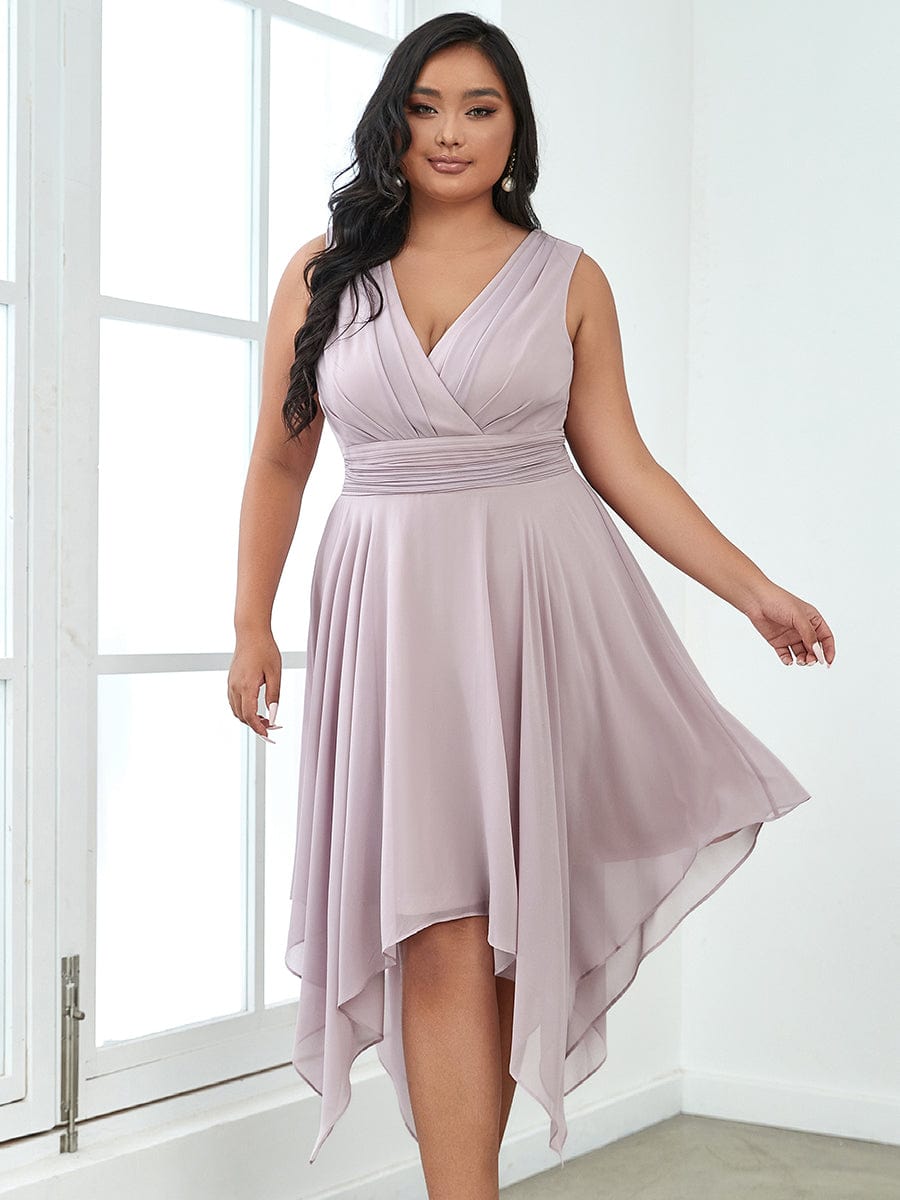Elegant Plus Size Chiffon Bridesmaid Dress with Asymmetrical Hem