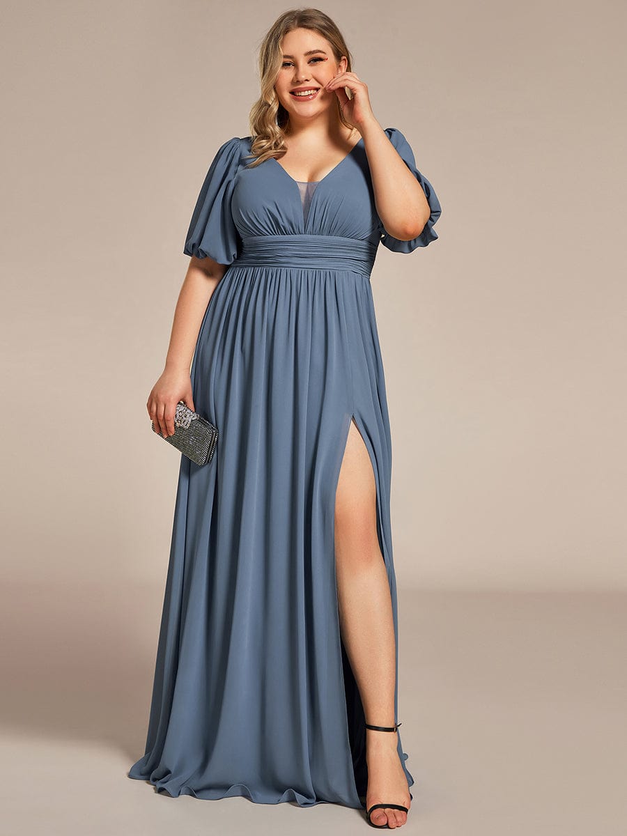 Elegant Plus Size Chiffon Evening Gown with Front Slit