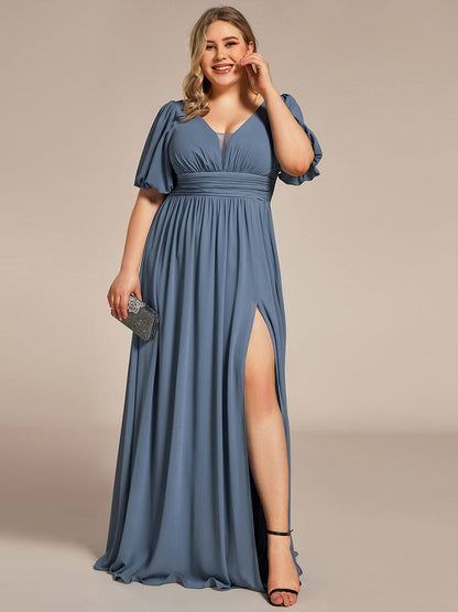 Elegant Plus Size Chiffon Evening Gown with Front Slit