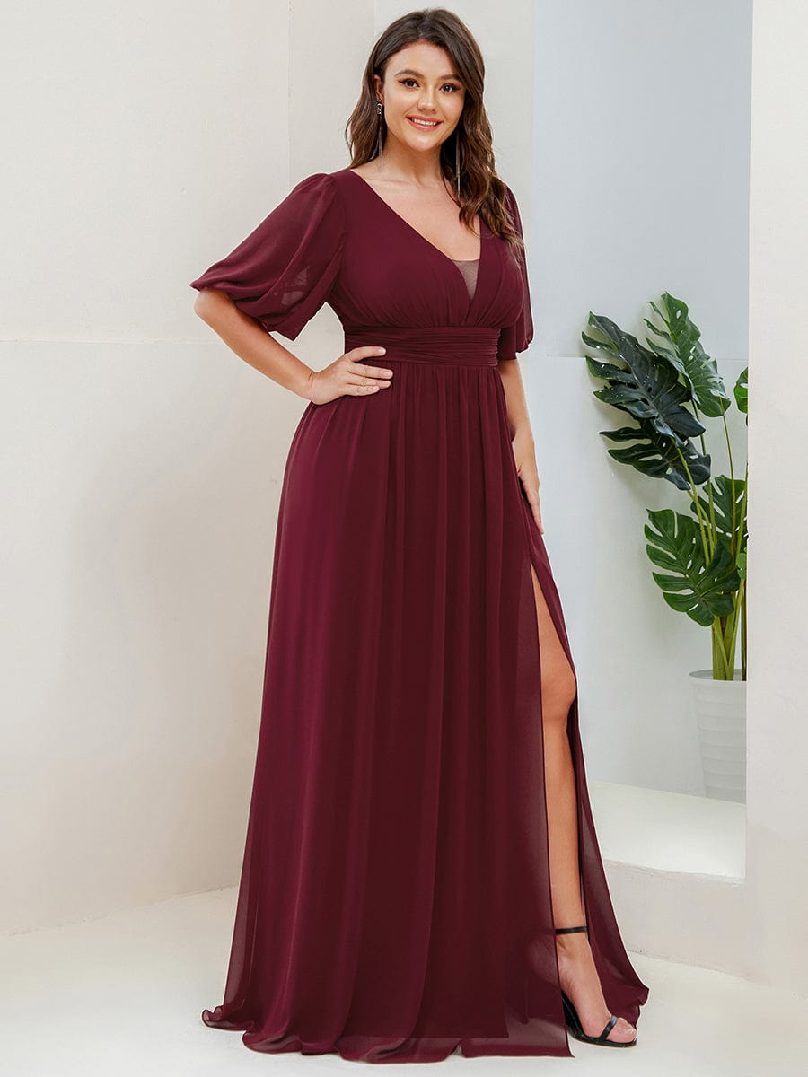 Elegant Plus Size Chiffon Evening Gown with Front Slit