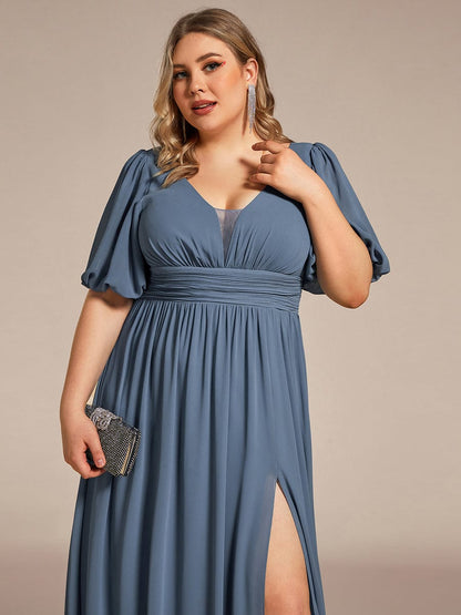 Elegant Plus Size Chiffon Evening Gown with Front Slit
