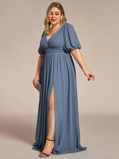 Elegant Plus Size Chiffon Evening Gown with Front Slit