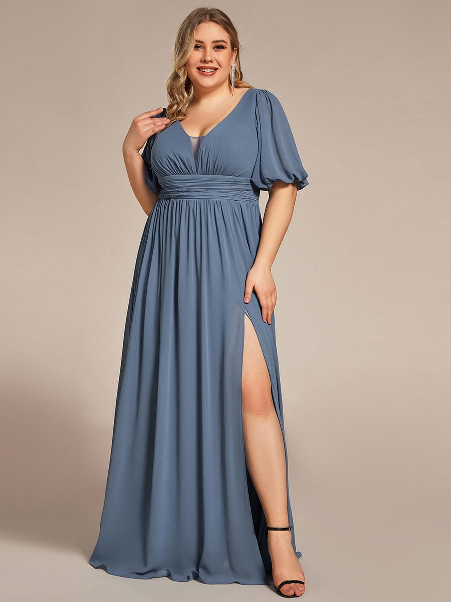 Elegant Plus Size Chiffon Evening Gown with Front Slit