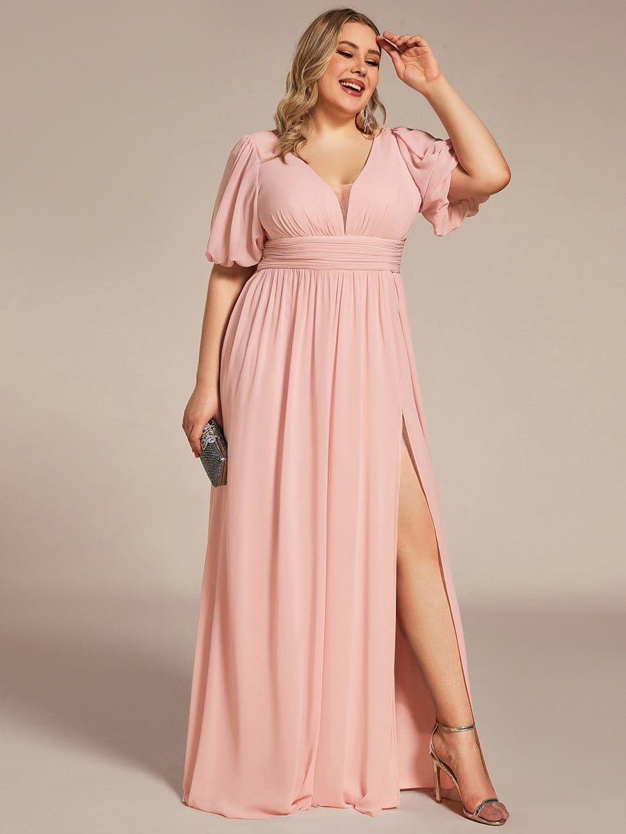 Elegant Plus Size Chiffon Evening Gown with Front Slit