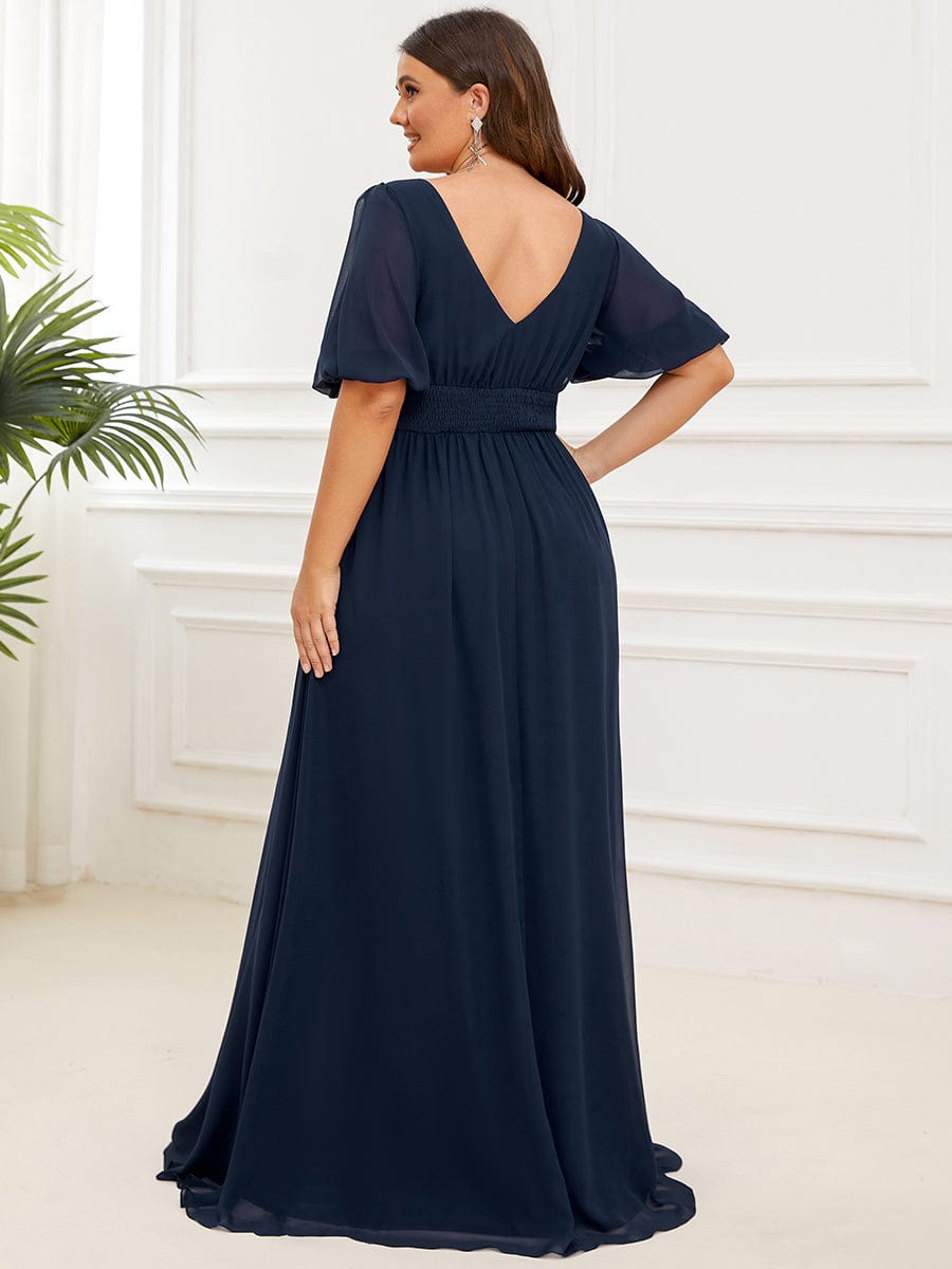 Elegant Plus Size Chiffon Evening Gown with Front Slit