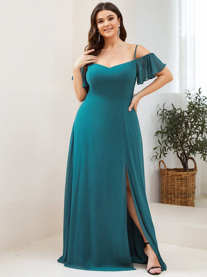 Elegant Plus Size Deep V Neck Bridesmaid Dress