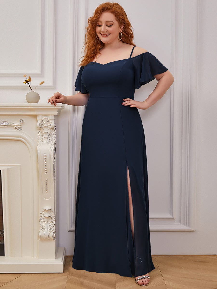 Elegant Plus Size Deep V Neck Bridesmaid Dress