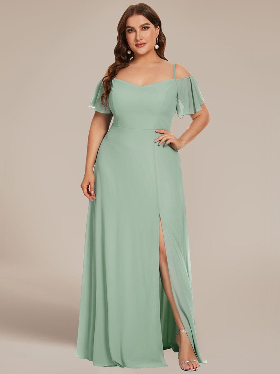 Elegant Plus Size Deep V Neck Bridesmaid Dress