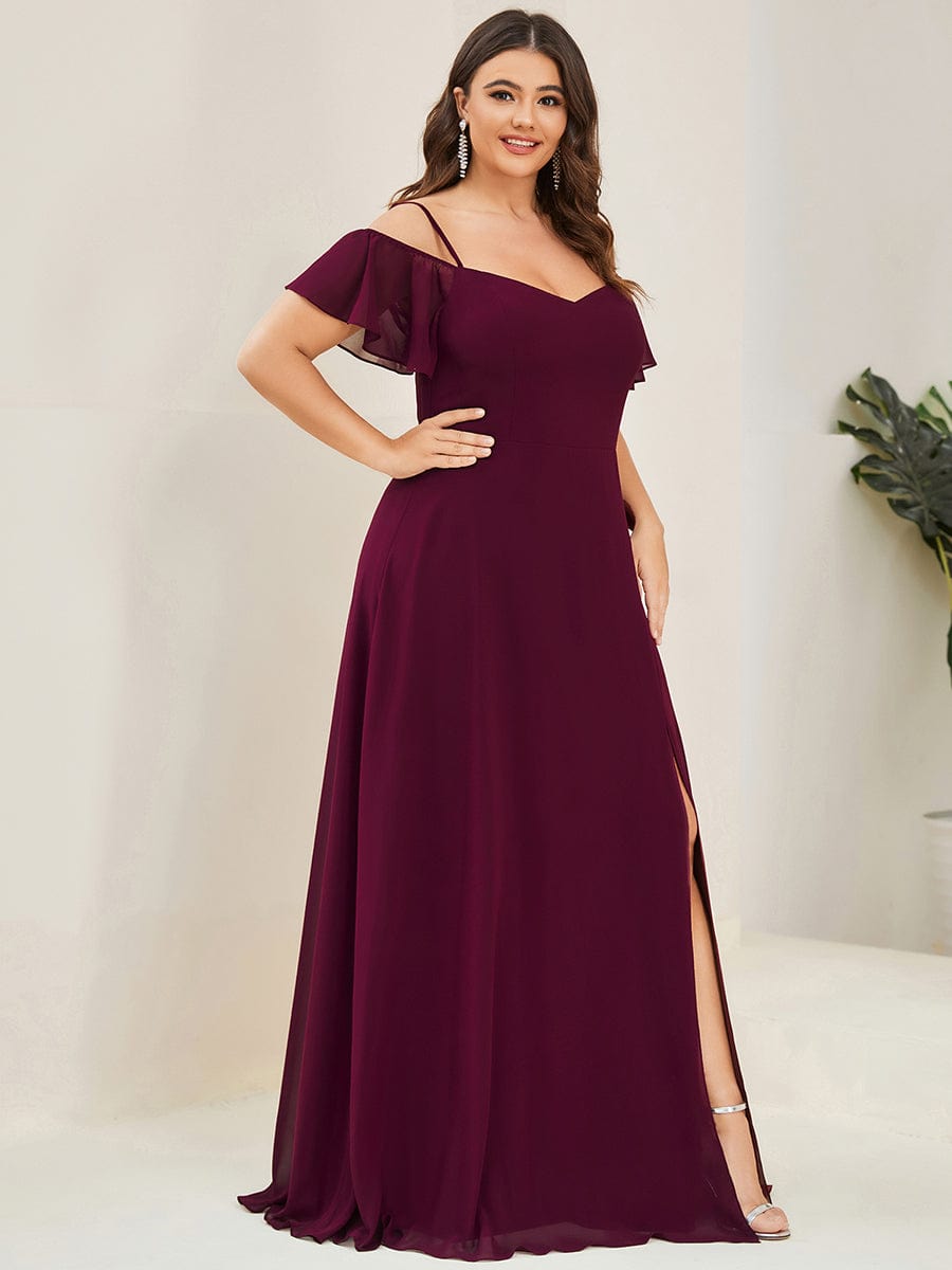 Elegant Plus Size Deep V Neck Bridesmaid Dress