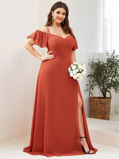 Elegant Plus Size Deep V Neck Bridesmaid Dress