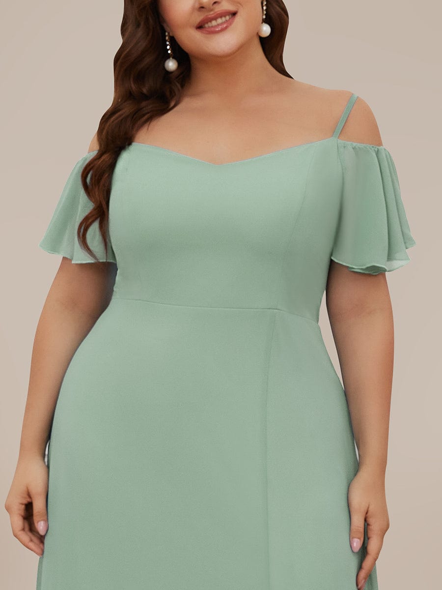 Elegant Plus Size Deep V Neck Bridesmaid Dress