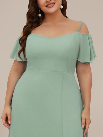 Elegant Plus Size Deep V Neck Bridesmaid Dress