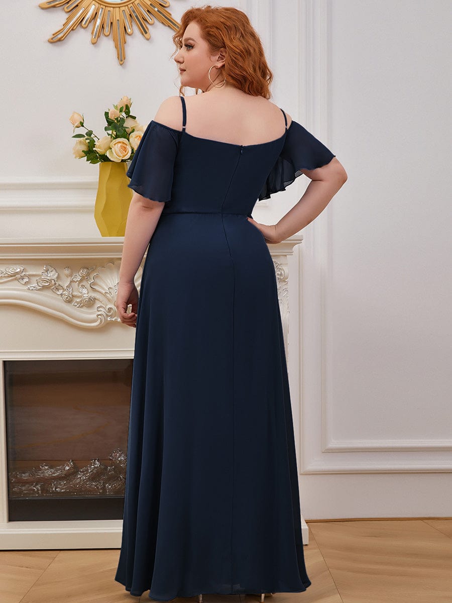 Elegant Plus Size Deep V Neck Bridesmaid Dress