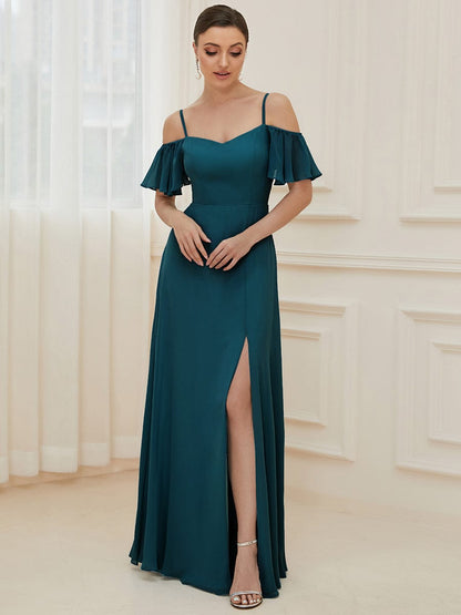 Elegant Plus Size Deep V Neck Bridesmaid Dress