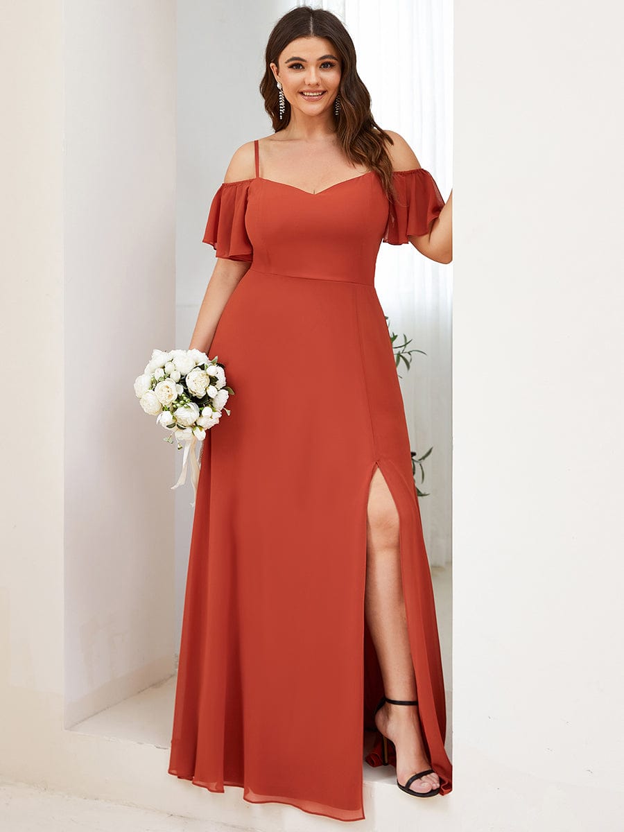 Elegant Plus Size Deep V Neck Bridesmaid Dress