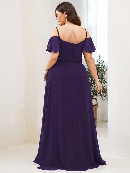 Elegant Plus Size Deep V Neck Bridesmaid Dress