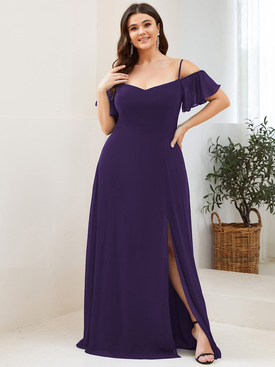 Elegant Plus Size Deep V Neck Bridesmaid Dress