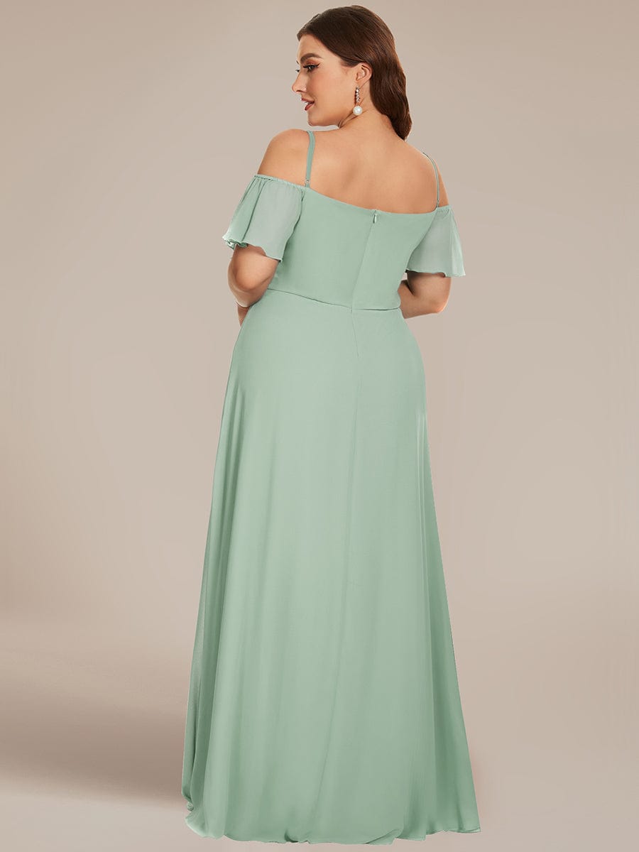 Elegant Plus Size Deep V Neck Bridesmaid Dress