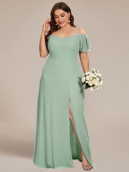 Elegant Plus Size Deep V Neck Bridesmaid Dress