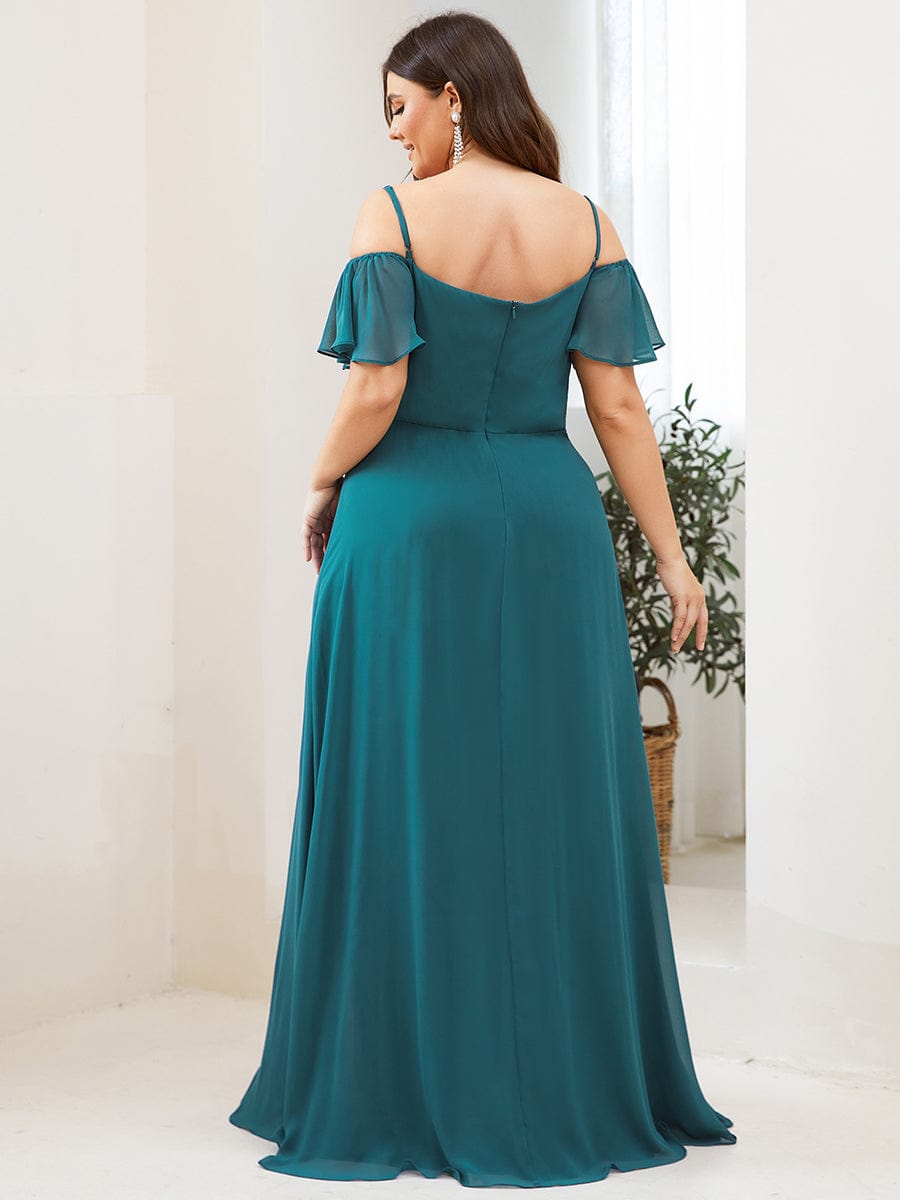 Elegant Plus Size Deep V Neck Bridesmaid Dress