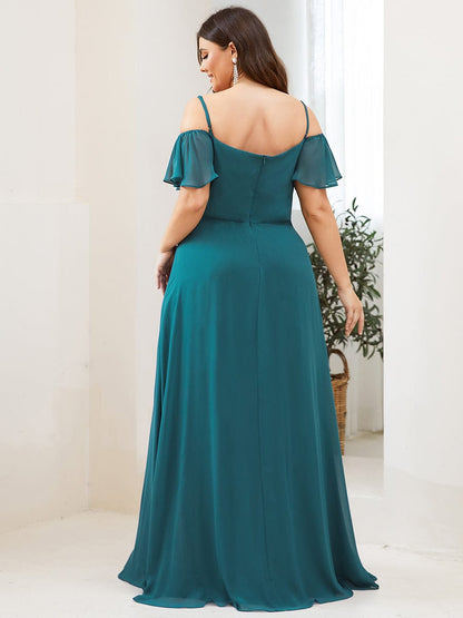 Elegant Plus Size Deep V Neck Bridesmaid Dress