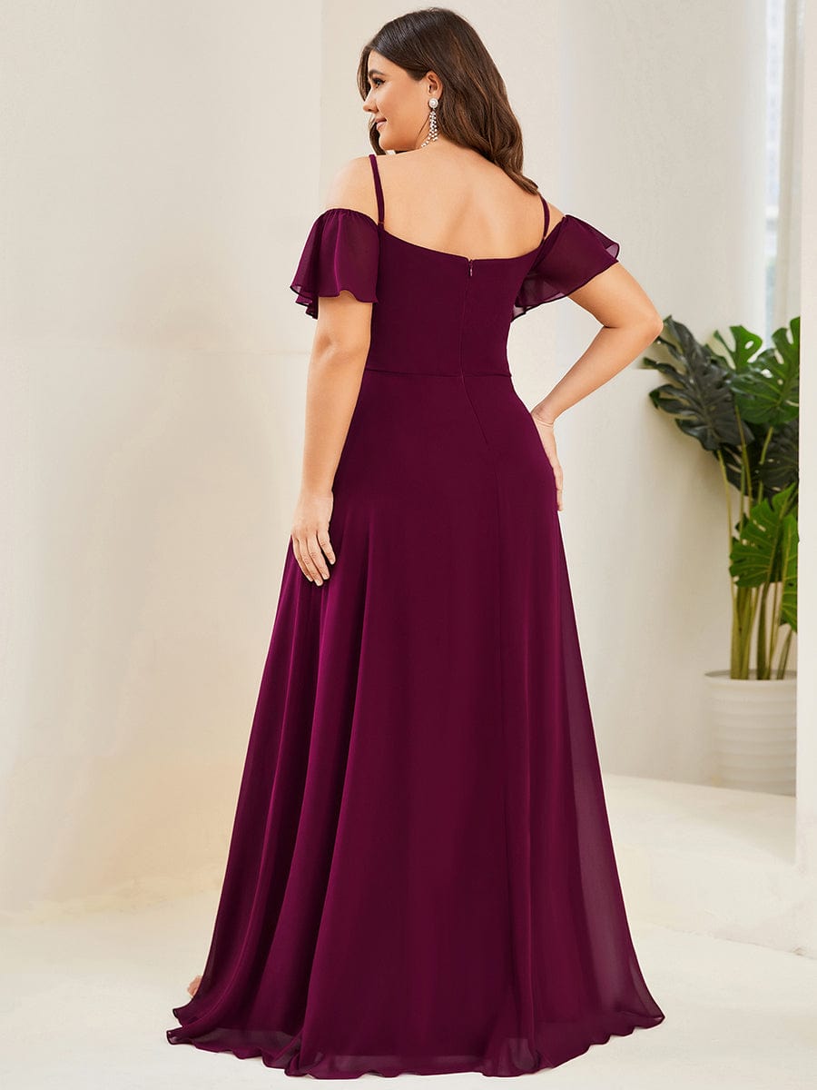 Elegant Plus Size Deep V Neck Bridesmaid Dress