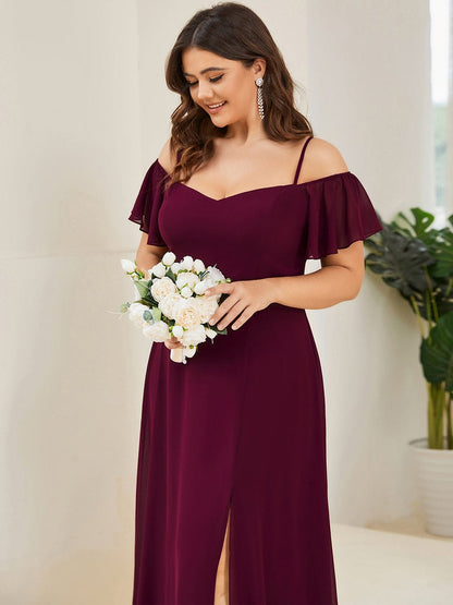 Elegant Plus Size Deep V Neck Bridesmaid Dress