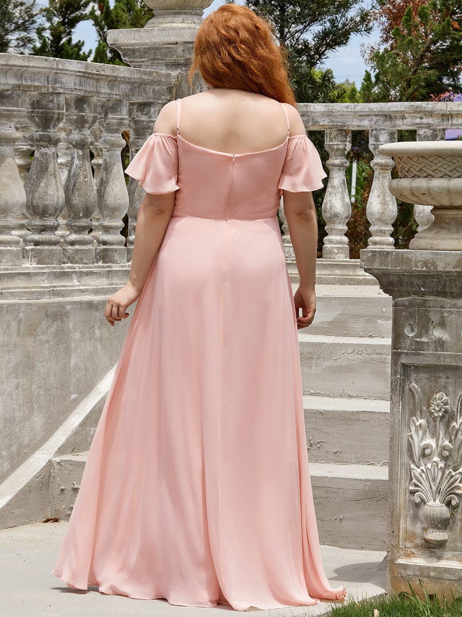 Elegant Plus Size Deep V Neck Bridesmaid Dress