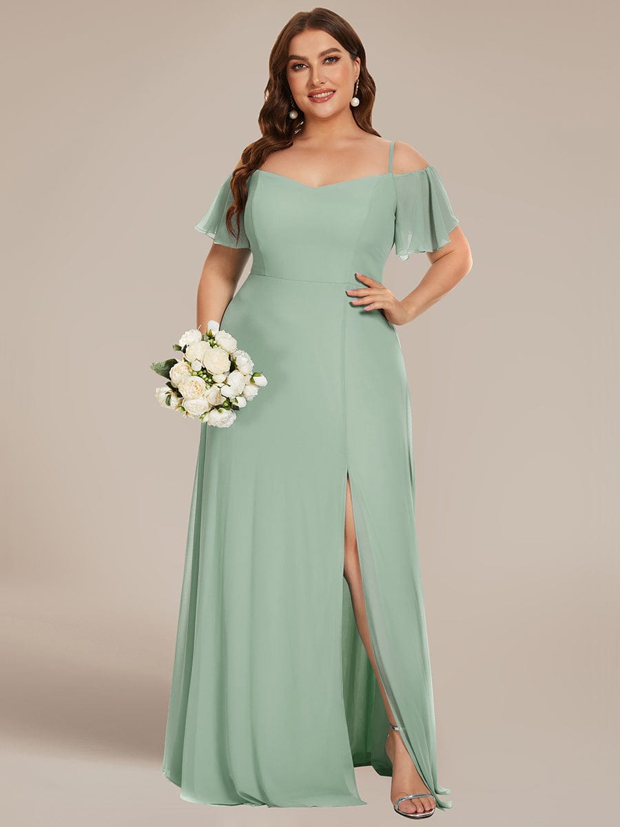 Elegant Plus Size Deep V Neck Bridesmaid Dress