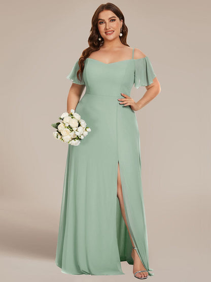 Elegant Plus Size Deep V Neck Bridesmaid Dress