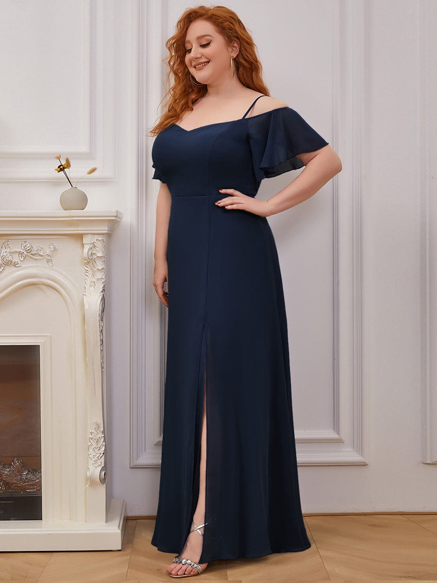 Elegant Plus Size Deep V Neck Bridesmaid Dress