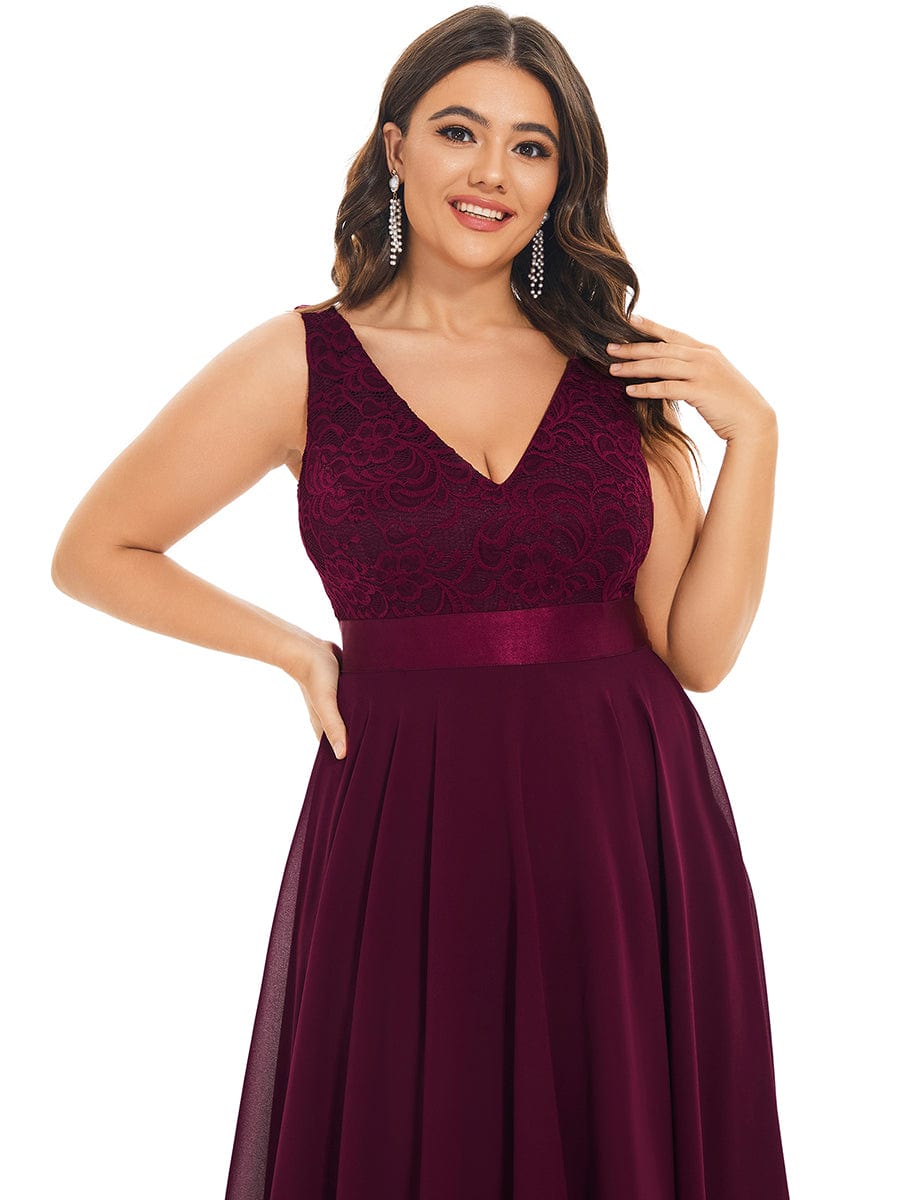 Elegant Plus Size Deep V-Neck Sleeveless Dress with Asymmetrical Hem