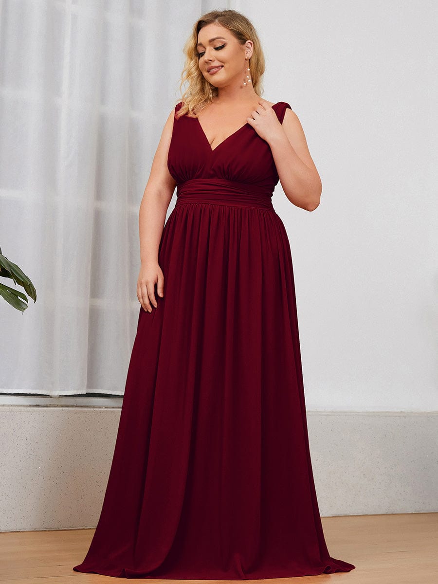 Elegant Plus Size Evening Gown with Double V-Neck