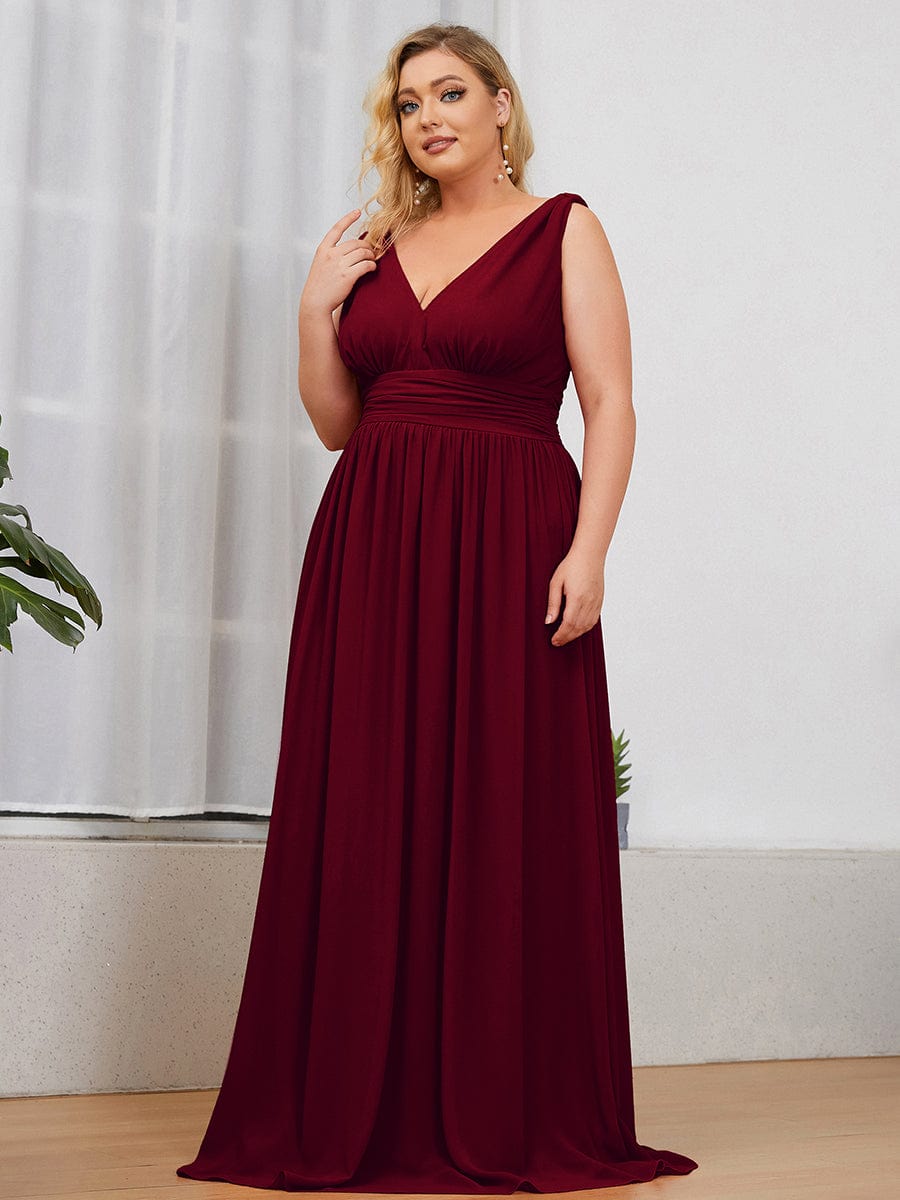 Elegant Plus Size Evening Gown with Double V-Neck