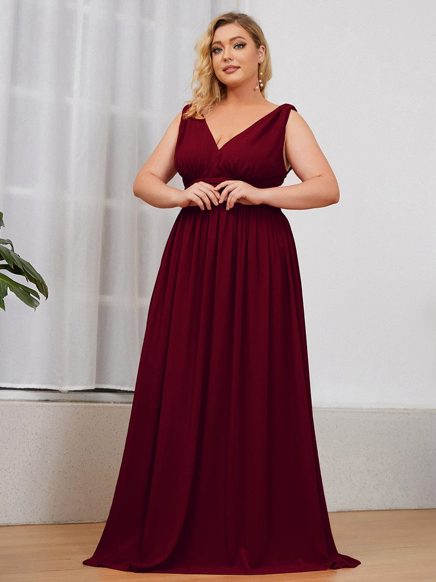 Elegant Plus Size Evening Gown with Double V-Neck